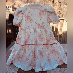 Pink Chicken White and Pink Kids Casual Dress